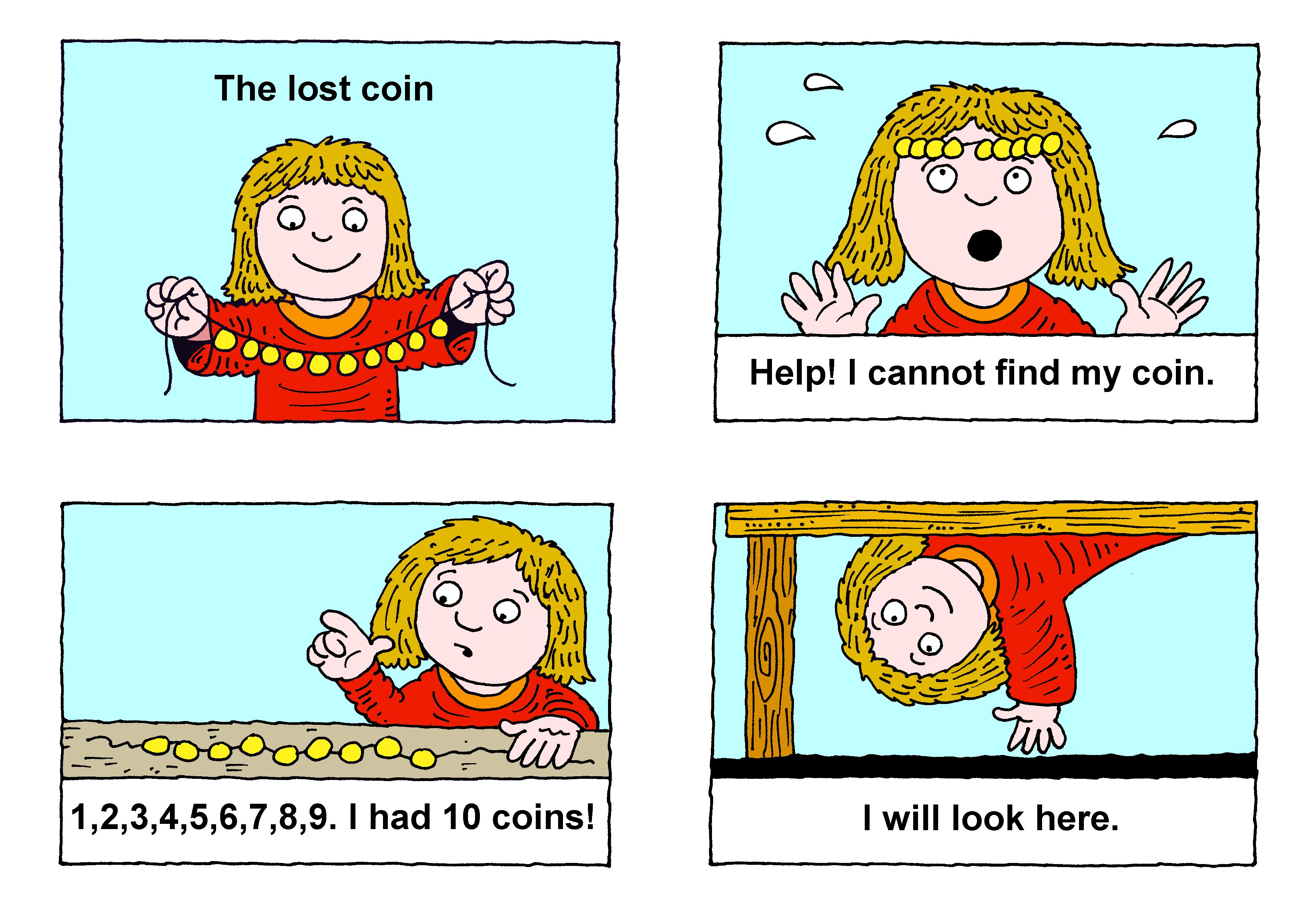 Free Bible pictures of the parable of the Lost Coin. (Luke